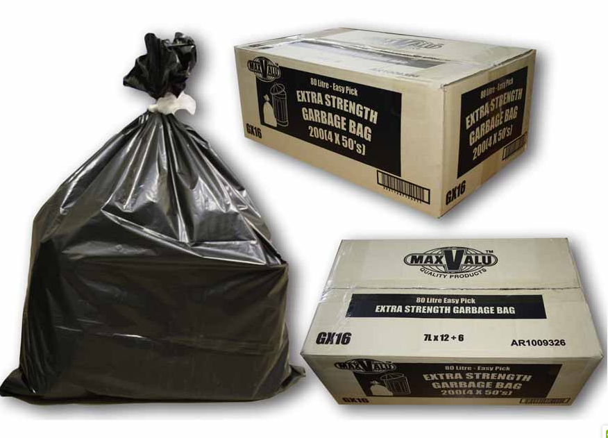 Maxpak Garbage Bags 35um, Heavy Duty, 80lt, 250 carton GL16X ...